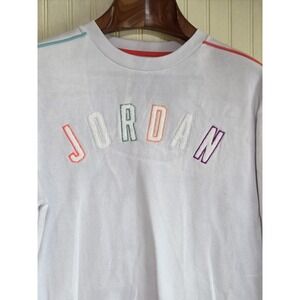 Jordan Sweatshirt Youth XL White Multicolor Jumpman Embroidered Logo Crewneck